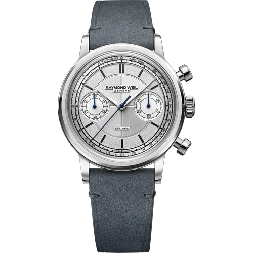 Raymond Weil Millesime 'The Fifty' Bi-Compax Chronograph Silver Sector Dial