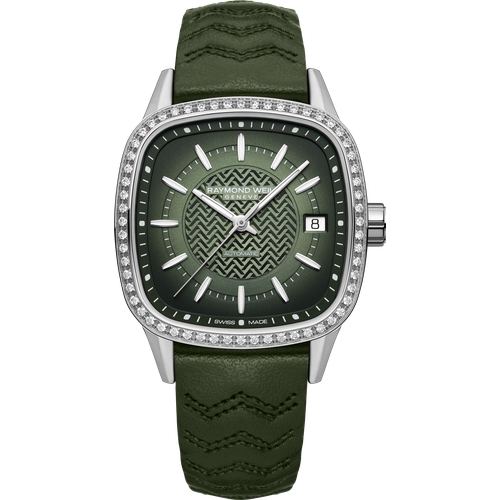 Raymond Weil Freelancer Ladies Automatic Green Dial Leather Cushion Shape