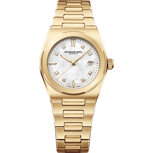 Raymond Weil A.R.T. Mother-of-pearl Dial Integrated Bracelet Stainless Steel With Yellow Gold PVD Quartz