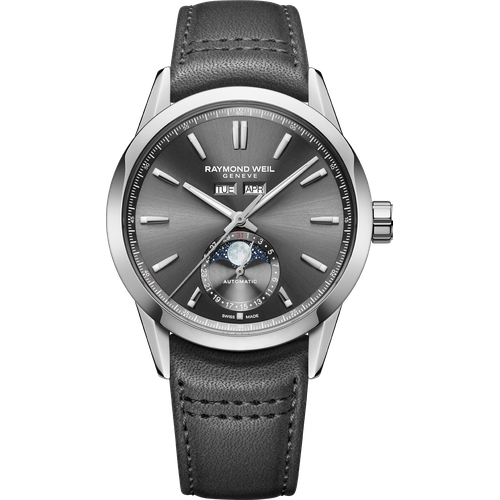 Raymond Weil Freelancer Automatic Complete Calendar Anthracite Grey Dial Leather Strap