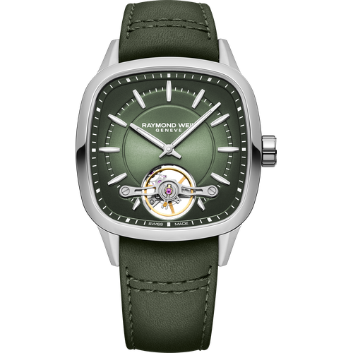 Raymond Weil Freelancer Calibre RW1212 Men's Automatic Green Leather Strap Cushion Shape