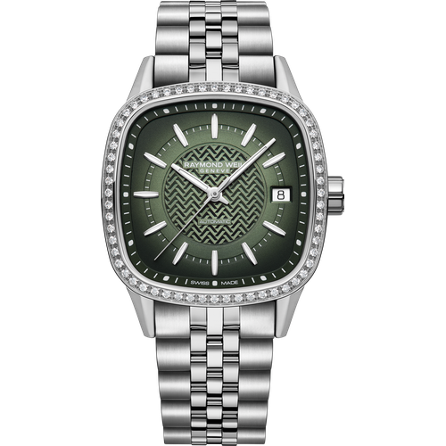 Raymond Weil Freelancer Ladies Automatic Green Dial Bracelet Cushion Shape