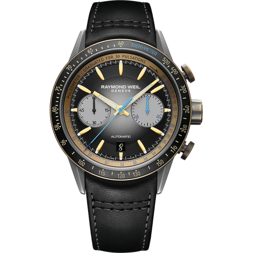 Raymond Weil Freelancer Men's Automatic Chronograph Bi-compax Bronze and Titanium Leather