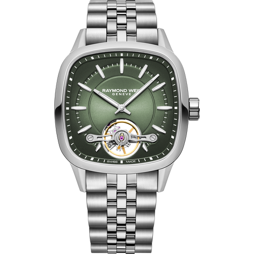 Raymond Weil Freelancer Calibre RW1212 Men's Automatic Green Steel Cushion Shape