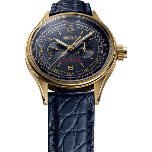 Angelus Cronografo Telemetro Blu Ministeriale Yellow Gold