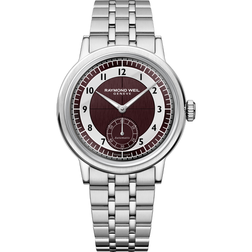 Raymond Weil Millesime Men's Automatic Small Seconds Tuxedo Burgundy and Light Grey Dial Bracelet