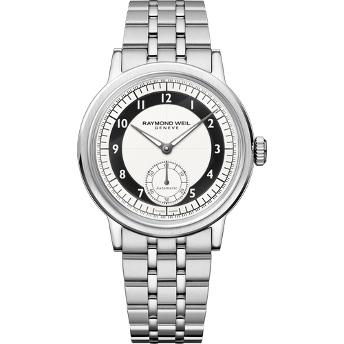 Raymond Weil Millesime Men's Automatic Small Seconds Tuxedo Black and White Dial Bracelet