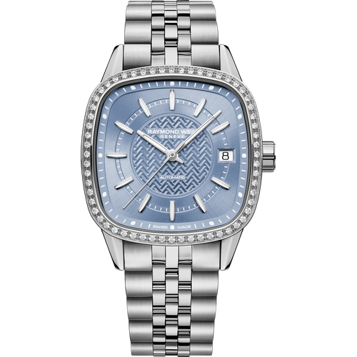 Raymond Weil Freelancer Ladies Automatic Ice Blue Dial Bracelet Cushion Shape