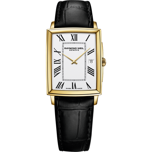 Raymond Weil Toccata Men's Gold PVD White Dial Leather Square Quartz